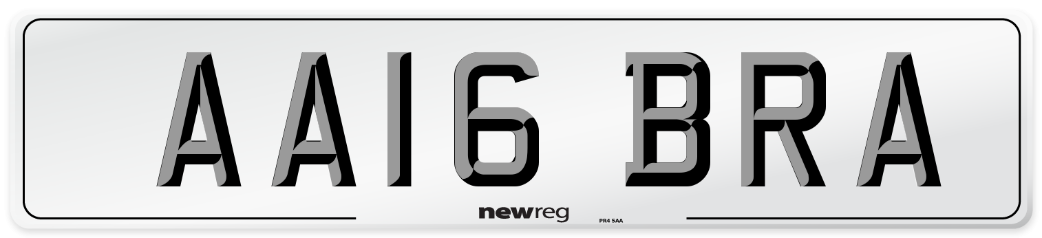 AA16 BRA Number Plate from New Reg